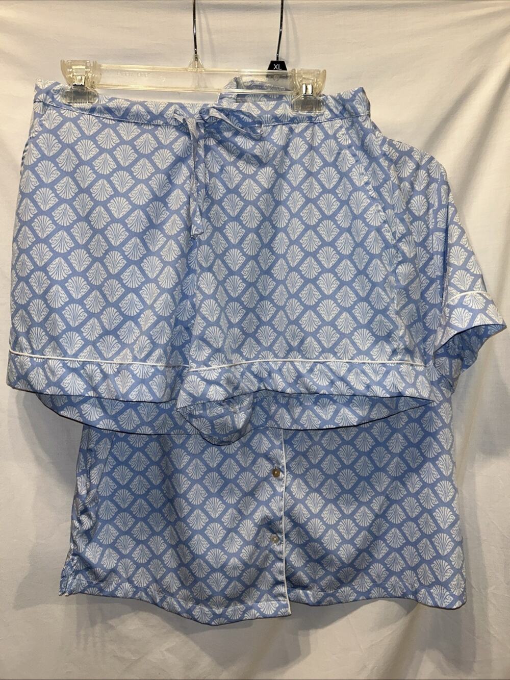 Sigrid Olsen Pajama Set Size Large Beachy Blue Shell Print Nautical Preppy